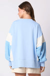 TERRY CORDUROY MIXED MEDIA OVERSIZED SWEATSHIRT W/SEQUINS