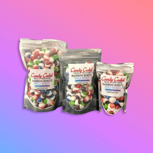 Freeze Dried Rainbow Bursts™ Made by freeze drying Skittles ®
