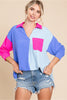 Colorblock Top W/Open Collared Neck