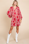 Paisley Print Dress W/V-neck