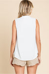 Solid Sleeveless Top W/V-neck