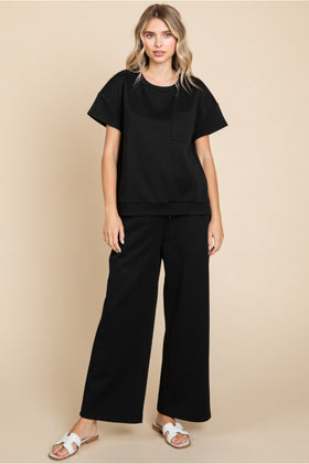 Textured Top W/U-Neck, Chest Pocket