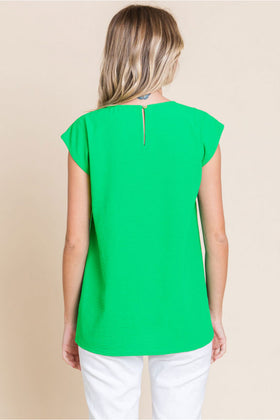 Solid Top W/U-Neck, Back Buttoned Closure