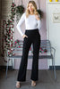 SOLID FLARE PANTS WITH WIDE WAIST BAND AND SIDE POCKET DETAIL