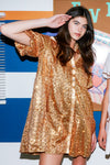 Sequin Tiered Shirt Dress