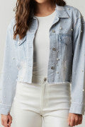 Let's Go Girls Pearl Studded Denim Jacket