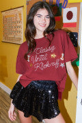 Classy Until Kickoff Sequin and Embroidered Tee