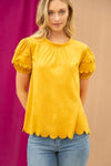SCALLOP DETAILED SUEDE TOP