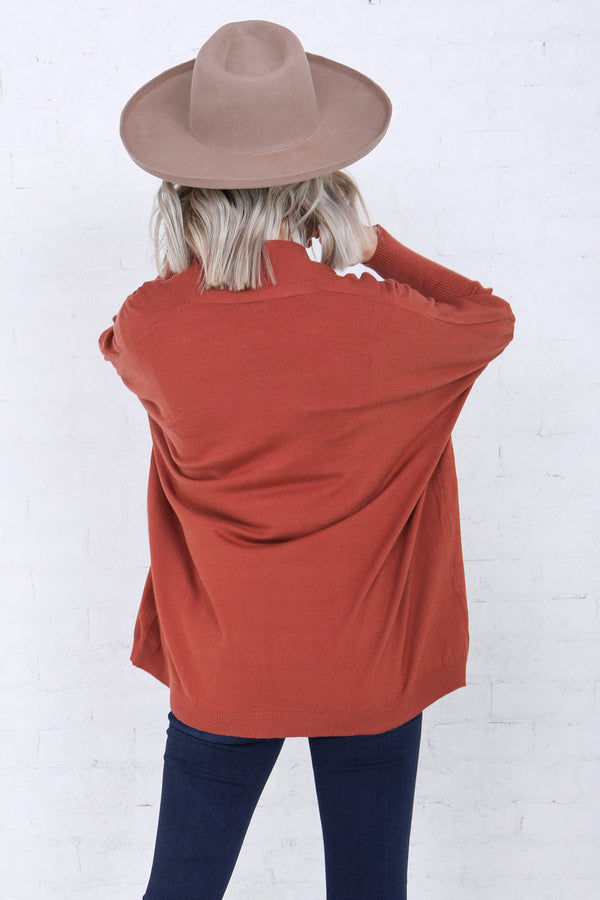 DOLMAN SLEEVE CARDI IN SIENNA