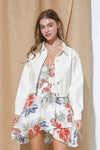 DENIM CHEVRON FRINGE JACKET
