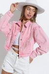 DENIM CHEVRON FRINGE JACKET