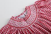 Red Gingham Smocked Bishop Dress