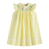 Yellow Easter Bunny and Flowers Smocked Bishop Dress