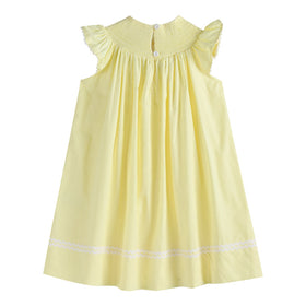 Yellow Easter Bunny and Flowers Smocked Bishop Dress