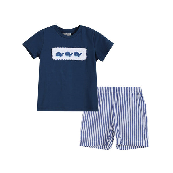 Blue Whale Smocked T-Shirt and Shorts 2pc. Set