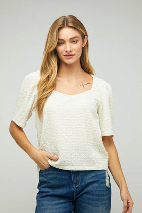 TEXTURED SHORT SLEEVE LOOSE TOP