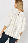 SOLID MOCK NECK FLARED LOOSE TOP