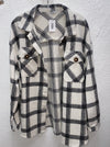 PLAID BUTTON DOWN BRUSHED JACKET