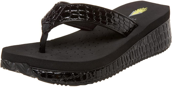 Volatile Womens Mini Croco Wedge Sandal