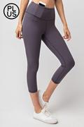 Plus Size Capri Yoga Leggings W/Front Yoga Pocket