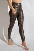 LUX, SNAKE FOIL PRINT Full Length Yoga Leggings w/ a Front Keyhole Pocket