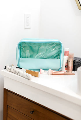 Oversized Mint Cosmetic Bag