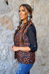 Amber Leopard Printed Sleeveless Blazer