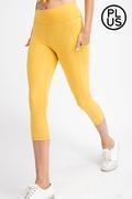 Plus Size Capri Length Yoga Pants W/Pockets