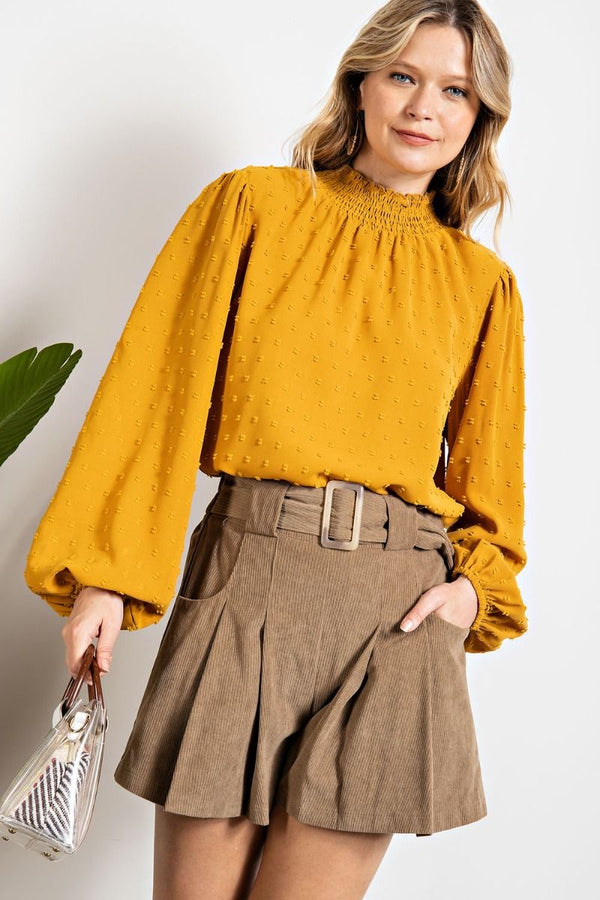 BUBBLE SLEEVES BLOUSE TOP