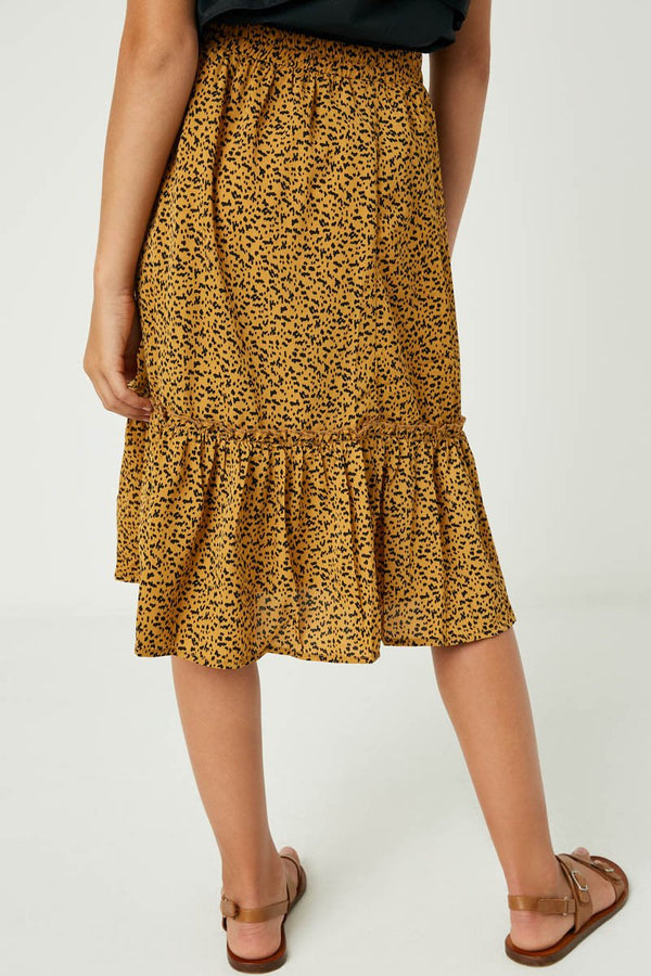Girls Dotted Tiered Midi Skirt
