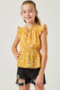 Girls Smock Waist Ruffled Tie Neck Tank