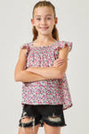 Girls Ditsy Floral Smocked Detail Sleeveless Top