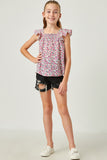 Girls Ditsy Floral Smocked Detail Sleeveless Top