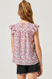 Girls Ditsy Floral Smocked Detail Sleeveless Top