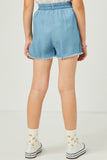 Girls Distressed Hem Patch Pocket Shorts