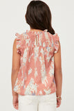 Girls Watercolor Smocked Yoke Ruffled Tank