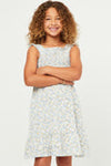 Girls Ditsy Floral Ruffled Strap Smocked Mini Dress