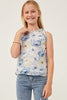 Girls Ruffle Trimmed Floral Chiffon Tank
