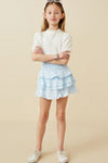 Girls Crochet Trimmed Smocked Layered Skirt