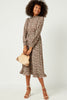 Womens Ruffle Hem Smocked Neck Puff Sleeve Dress