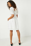 Womens Textured Bow Back Square Neck Dress
