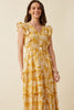Womens Botanical Print Button Detail Ruffled Tank Maxi