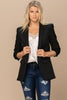 Open-Front, Collared Blazer w/ Ruched Sleeves
