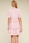 Solid Tiered Dress V-Neckline W/Ruffles