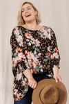 LEOPARD FLORAL PRINTED KNIT TUNIC SS