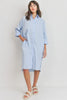 Long Sleeve Collared Button Down Pocket Dress