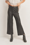 Wide Legged Long Snake Embossed Pleather Pants