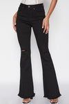 HIGH RISE FLARE JEAN WITH FRAYED HEM