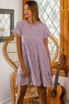 TWISTED DOT PRINTED DTY BRUSHED DRESS