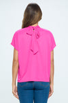 Short Sleeves Back Tie Detail Soft Knit Top